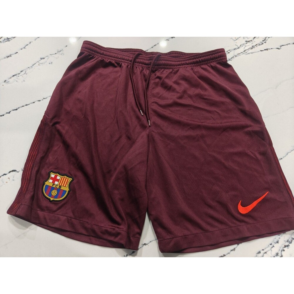 Nike FCB Barcelona Dark Red Burgundy Soccer Kit Shorts Men's M W32 Drawstring